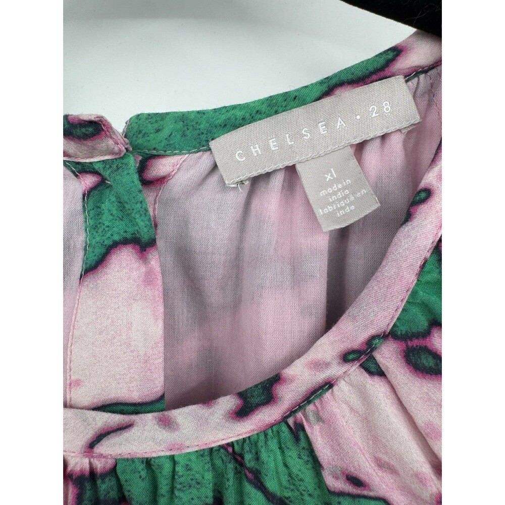 Chelsea 28 Womens XL Dress Pink Green Organic Cotton Resort Summer Casual Travel - Picture 6 of 11